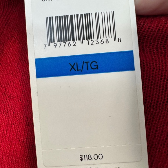 Calvin Klein Long Sleeve Wool Blend Top Red - Picture 5 of 12